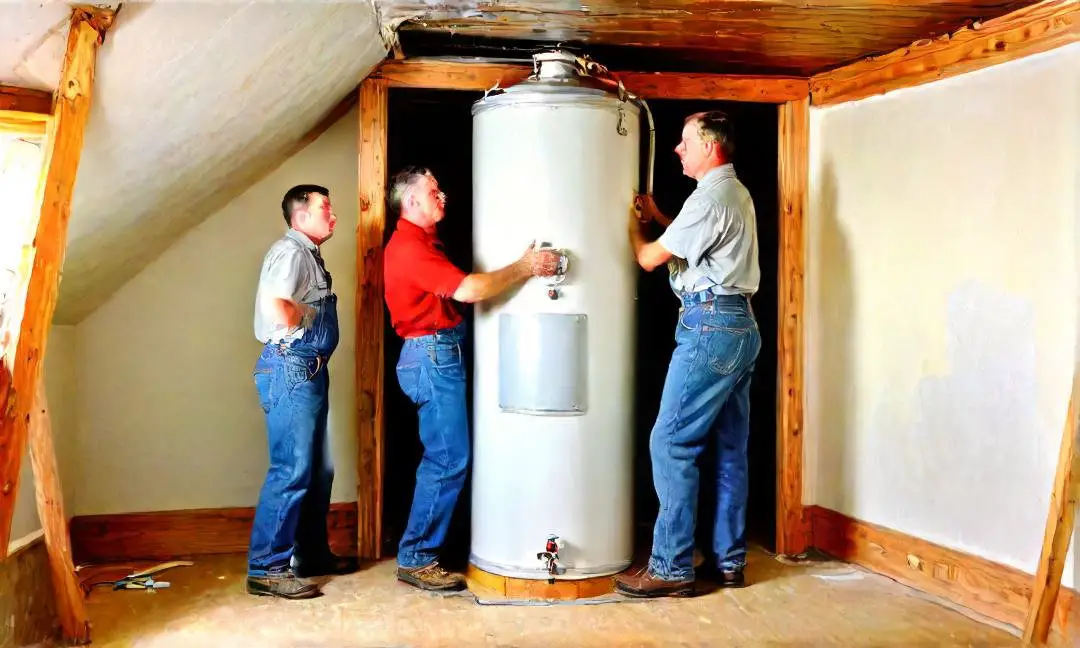 how to get a hot water heater into the attic
